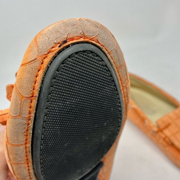 BOEMOS Orange Nubuck Croc Embossed Tassel Loafer Driving Moccasins Size 37 - Picture 11 of 11